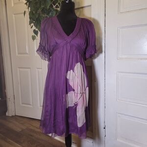 Max Studio 2PC Purple Dress with White Floral Design